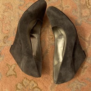 Beautiful grey suede wedge heel
